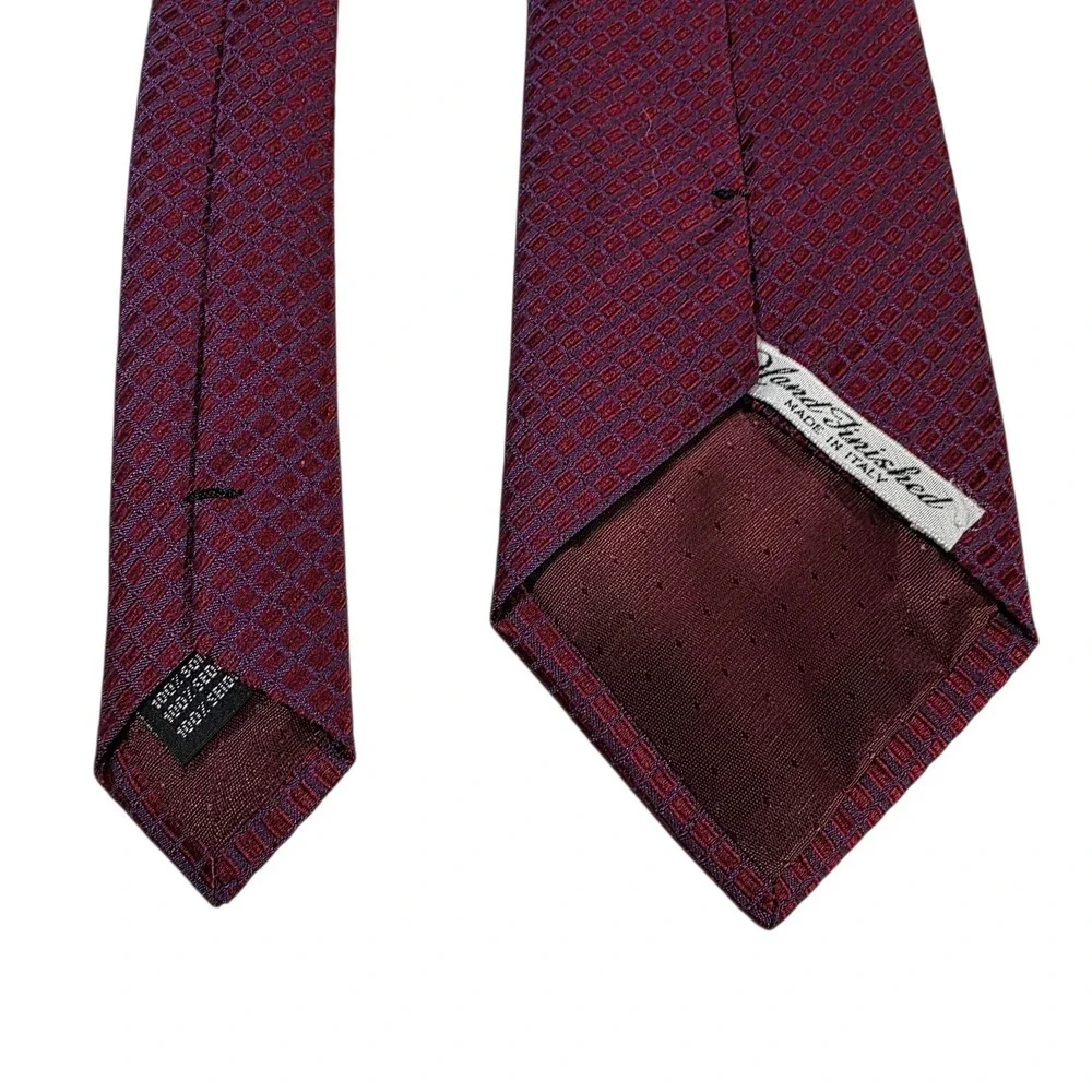 SCHOFFA Burgundy Textured‎ Silk Mens Necktie Hand Finished Made in Italy Luxury